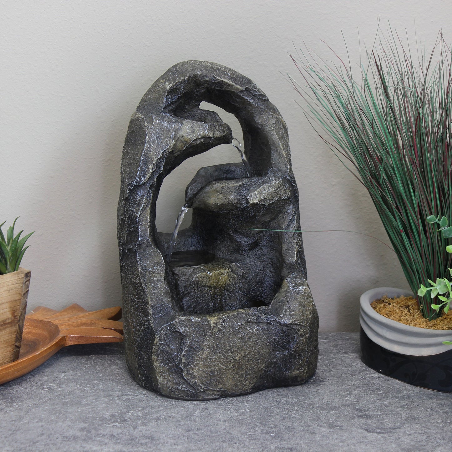 Sunnydaze 12" Cavernous Rock Tiers Indoor Tabletop Fountain