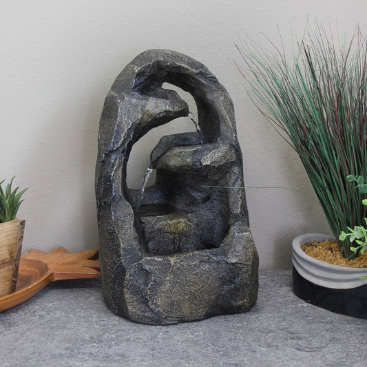 Sunnydaze 12" Cavernous Rock Tiers Indoor Tabletop Fountain