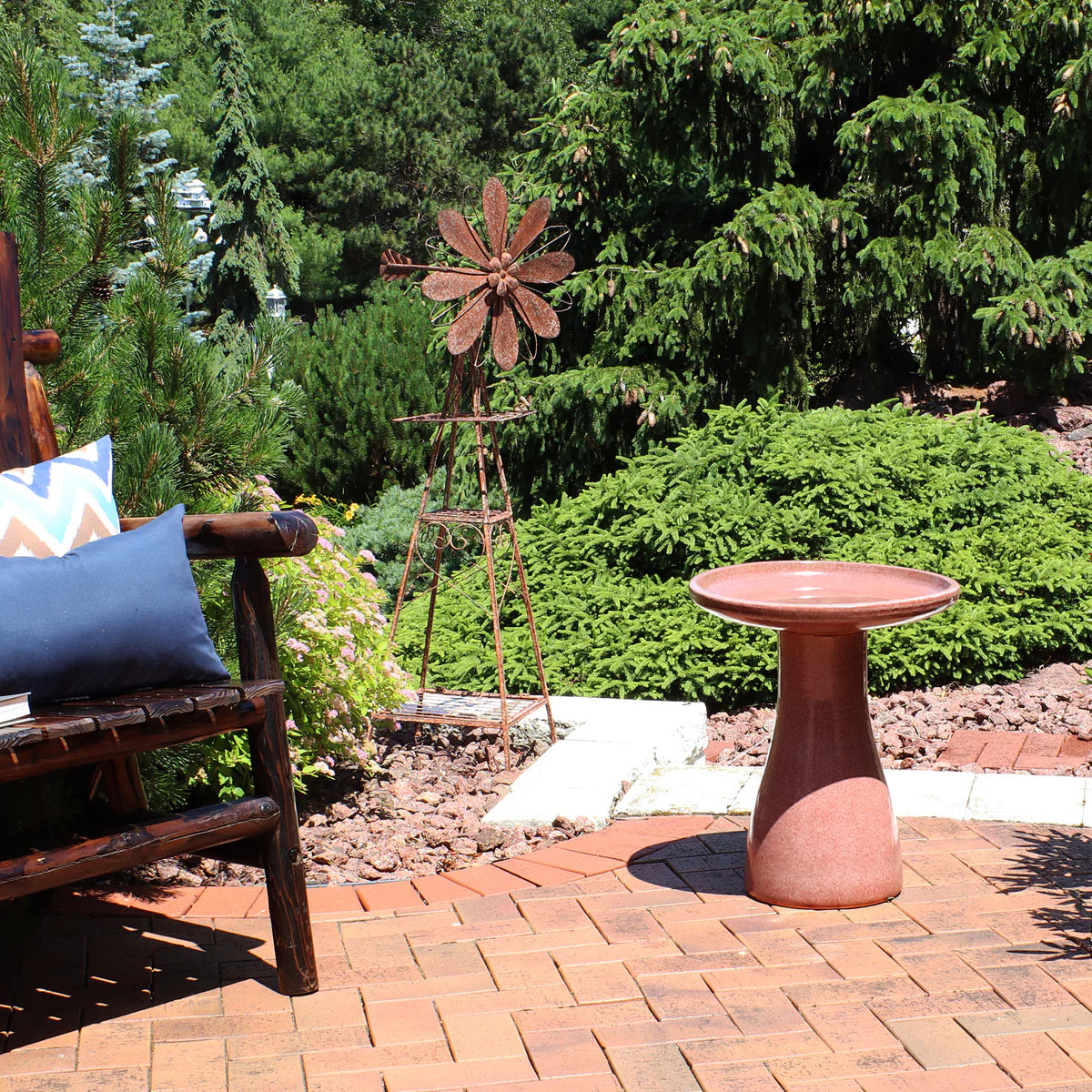 Sunnydaze 18" Glazed Ceramic Outdoor Bird Bath