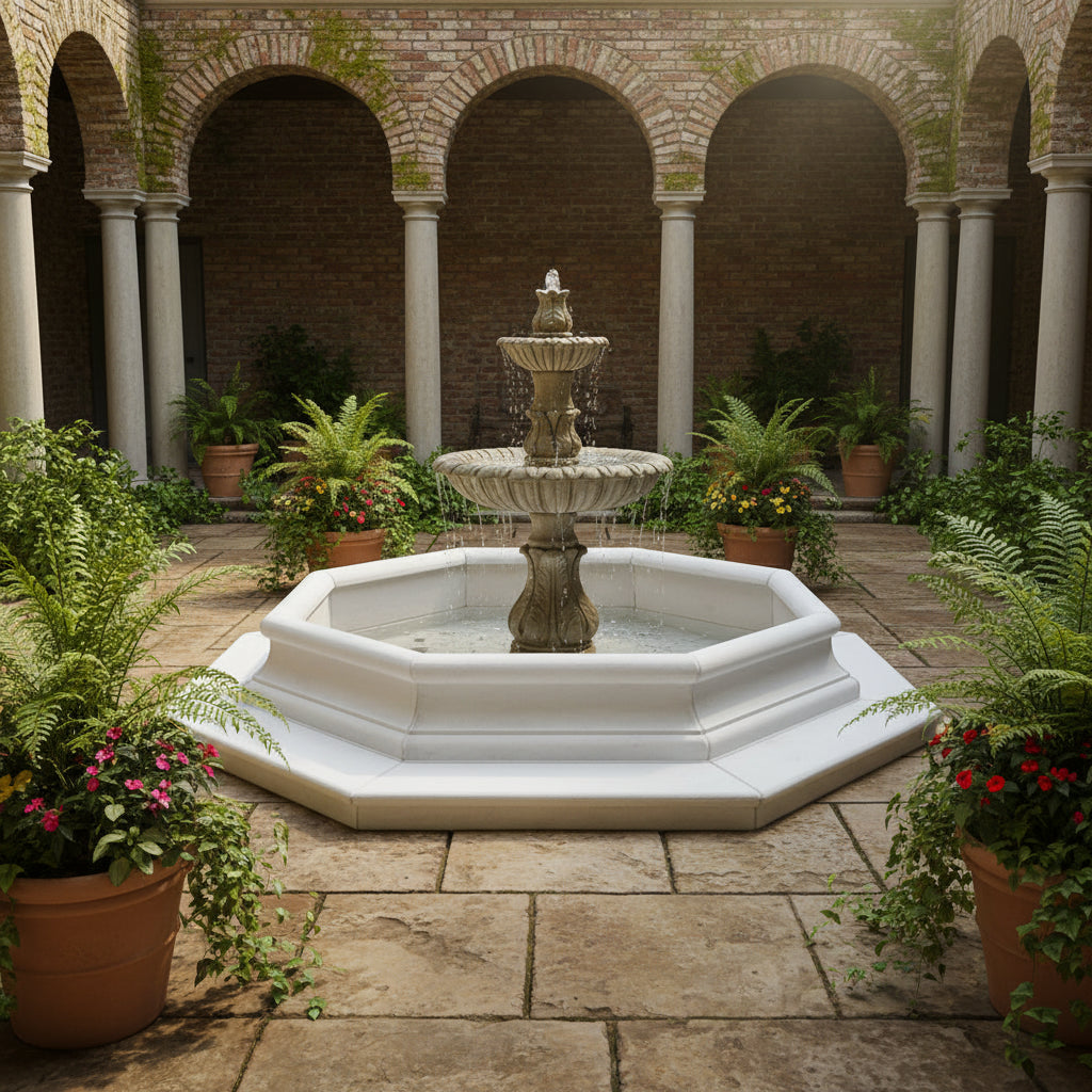 Giannini Garden Calanthia Two Tier Outdoor Water Fountain with Lotus Finial For Pond 1680-PND