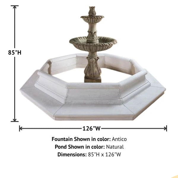 Giannini Garden Calanthia Two Tier Outdoor Water Fountain with Lotus Finial For Pond 1680-PND