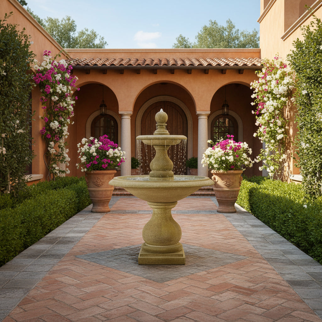 Giannini Garden Carrara Two Tier Outdoor Water Fountain 1404