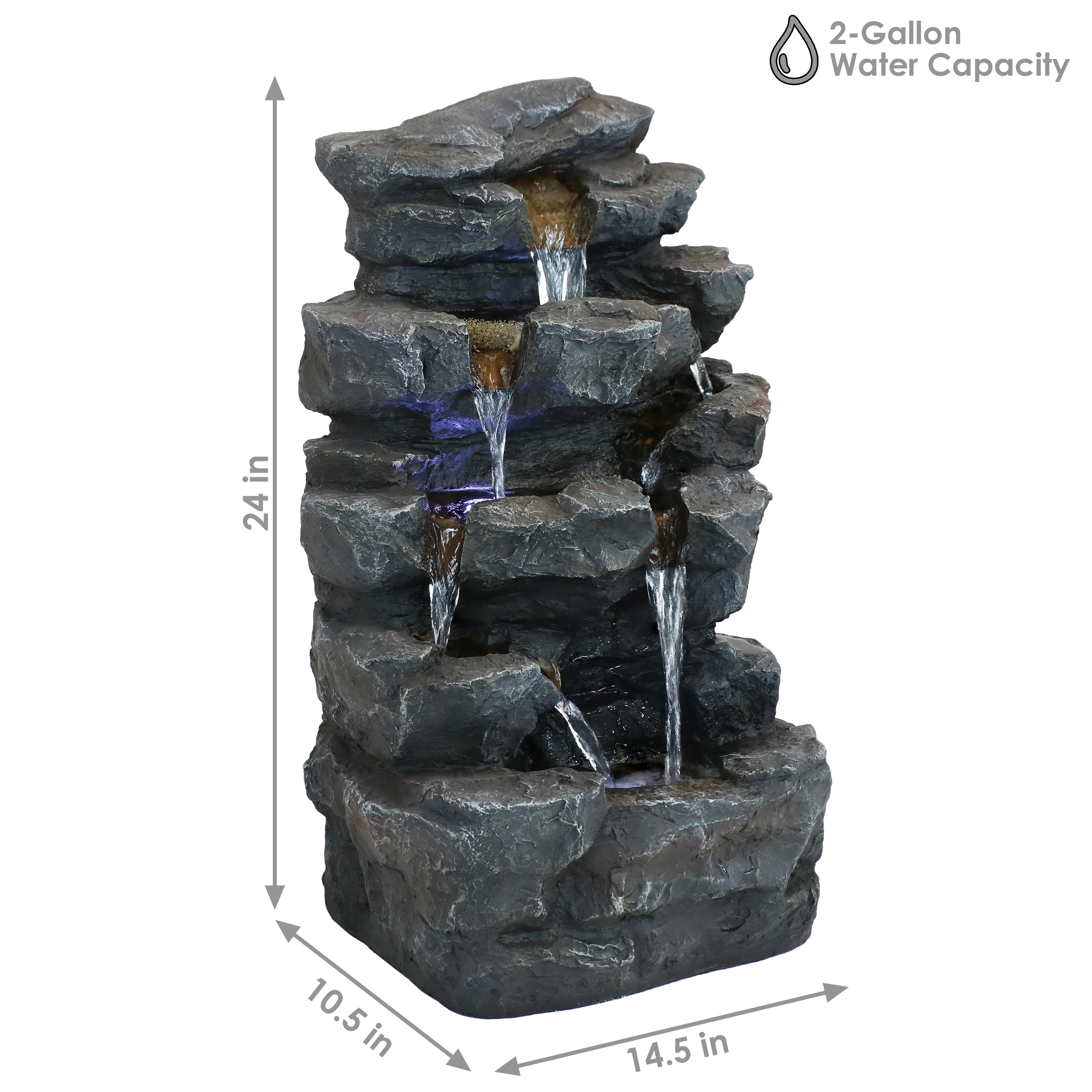 Sunnydaze 24" Grotto Falls Water Fountain with LED Lights