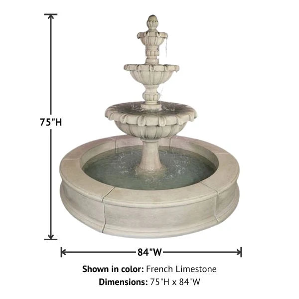 Giannini Garden Chateau Three Tier Easy Pond Outdoor Water Fountain 1802