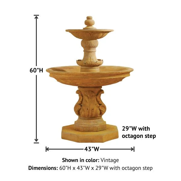Giannini Garden Chelsea Garden Two Tier Outdoor Water Fountain with Step 1558
