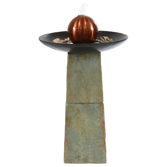 Sunnydaze 38" H Decorative Orb Slate Outdoor Water Fountain