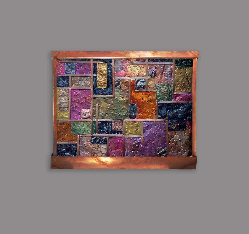 Cameron Harvey Copper Patchwork 60″ H  x 72″ W Indoor Wall Fountain