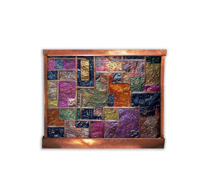 Cameron Harvey Copper Patchwork 60″ H  x 72″ W Indoor Wall Fountain