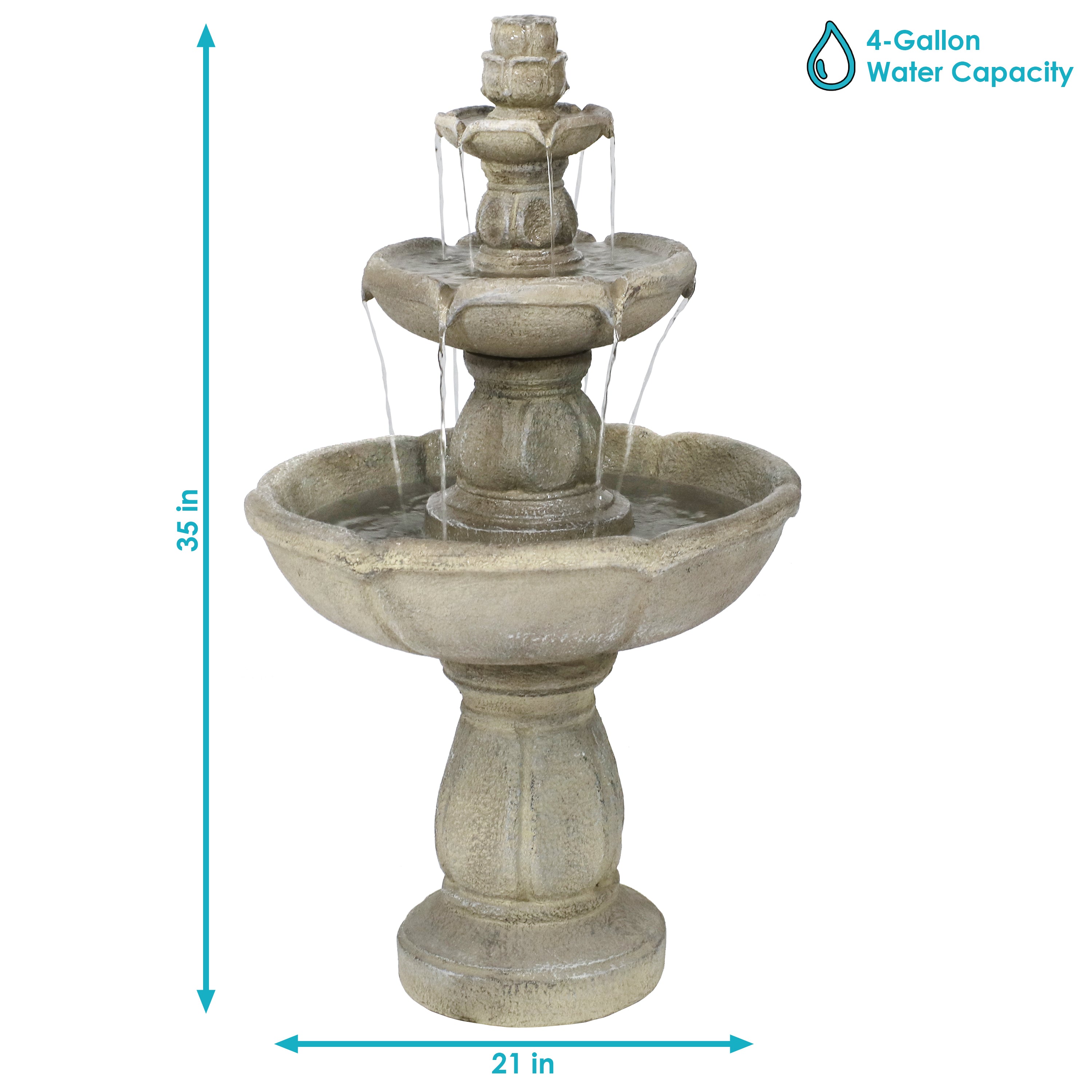 Sunnydaze 35" H Birds' Delight Outdoor Water Fountain with Pump