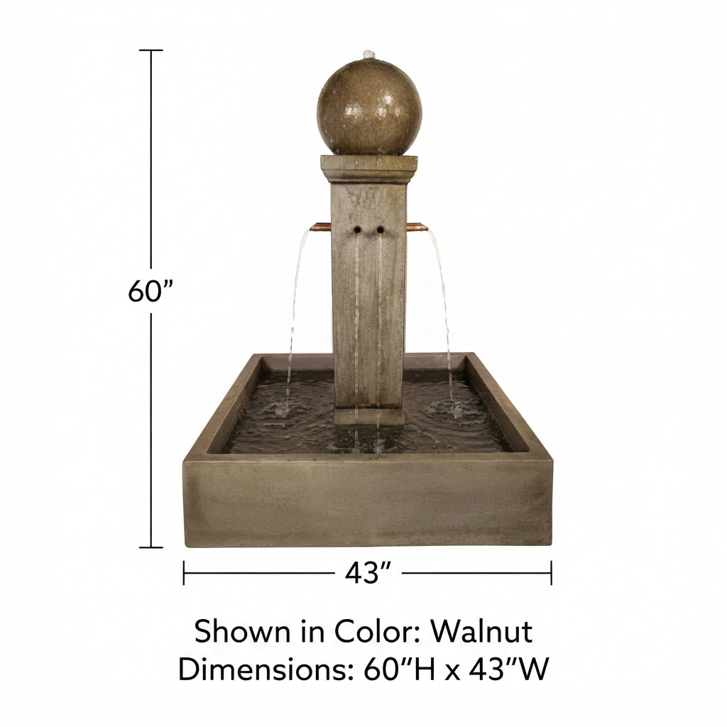 Giannini Garden Quadrum Outdoor Courtyard Fountain with Ball 1815