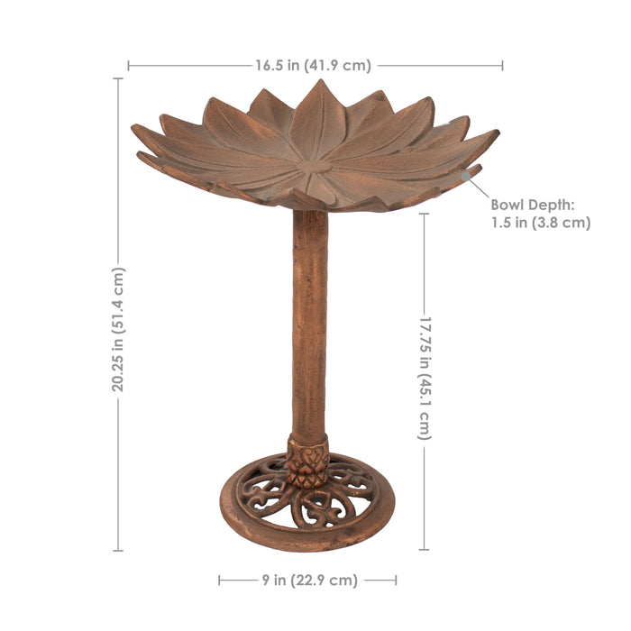 Sunnydaze Garden Lotus 16.5" Metal Bird Bath