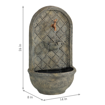Sunnydaze 26" H Messina Solar Wall Fountain with Battery Backup
