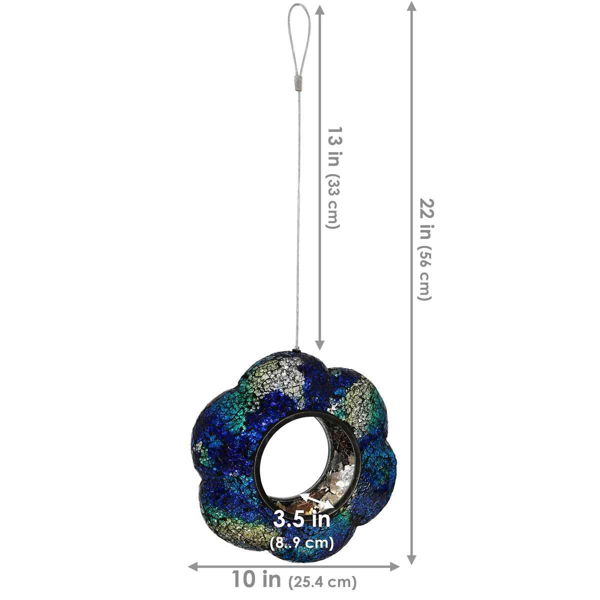 Sunnydaze 6" Mosaic Fly-Through Hanging Bird Feeder