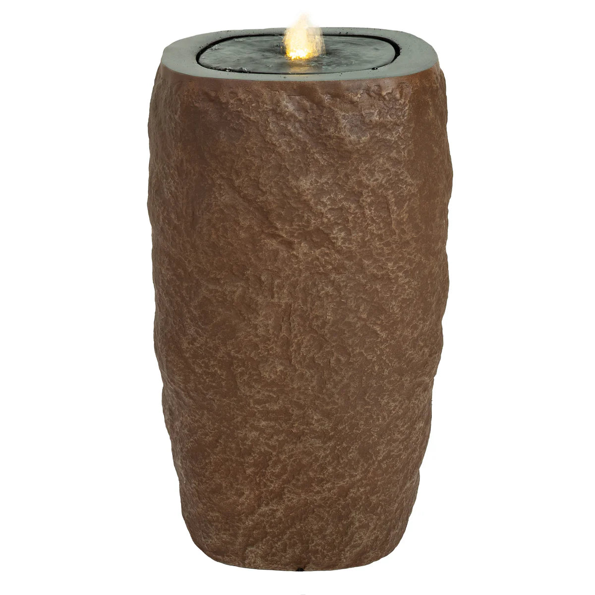Sunnydaze Brown Cylinder Bubble Outdoor Water Fountain with LED Light GP-6981