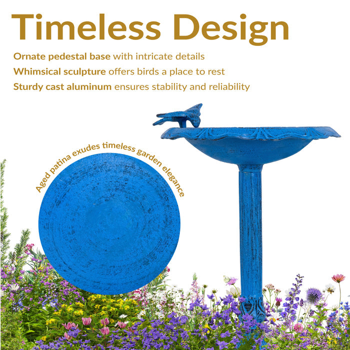 Sunnydaze Garden Visitor 22.75" H Metal Bird Bath