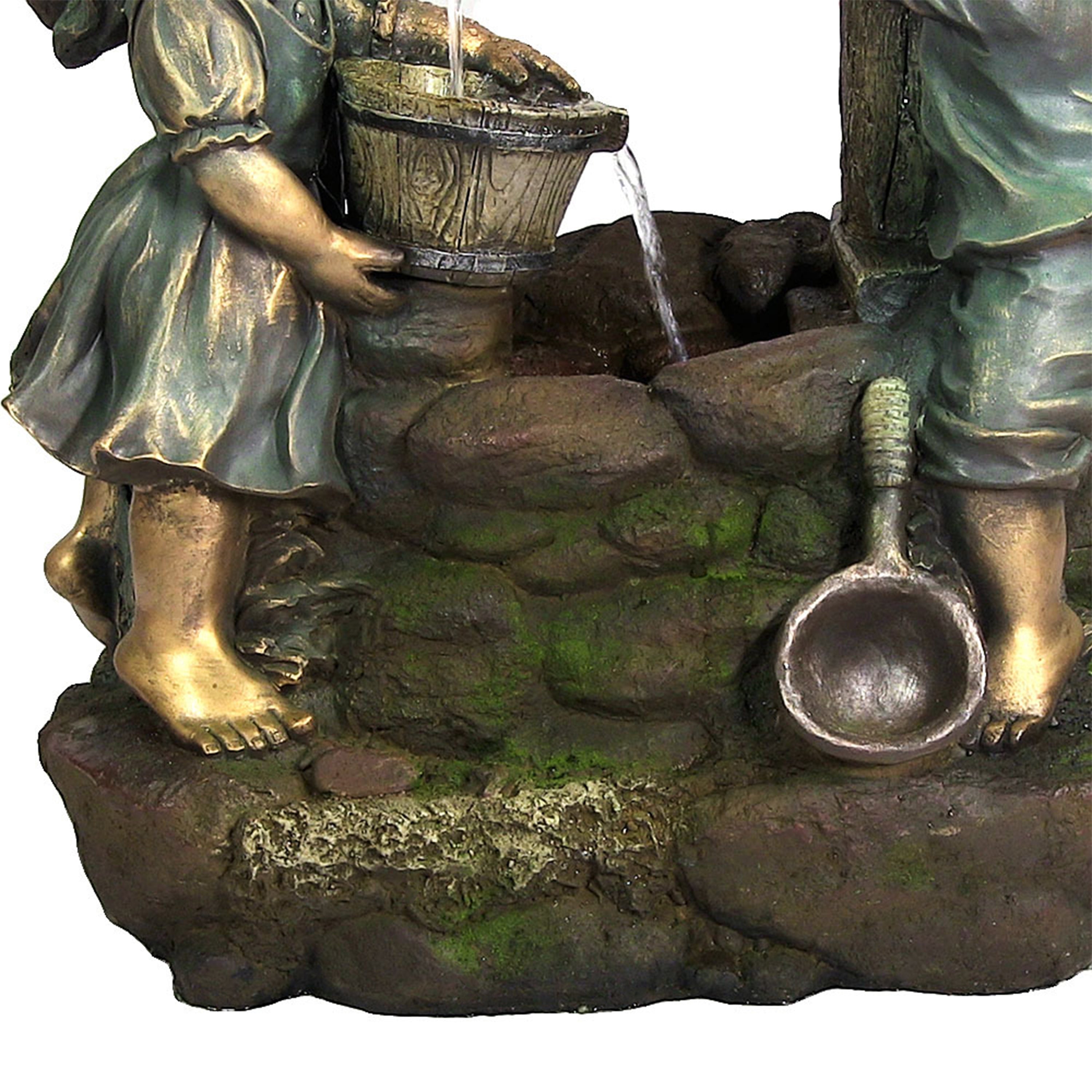 Sunnydaze Children at the Well 39" Electric Water Fountain with LED Light