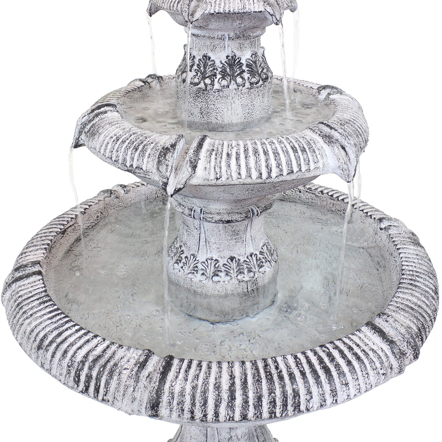 Sunnydaze 45" 3-Tier Outdoor Water Fountain Mediterranean Reinforced Concrete