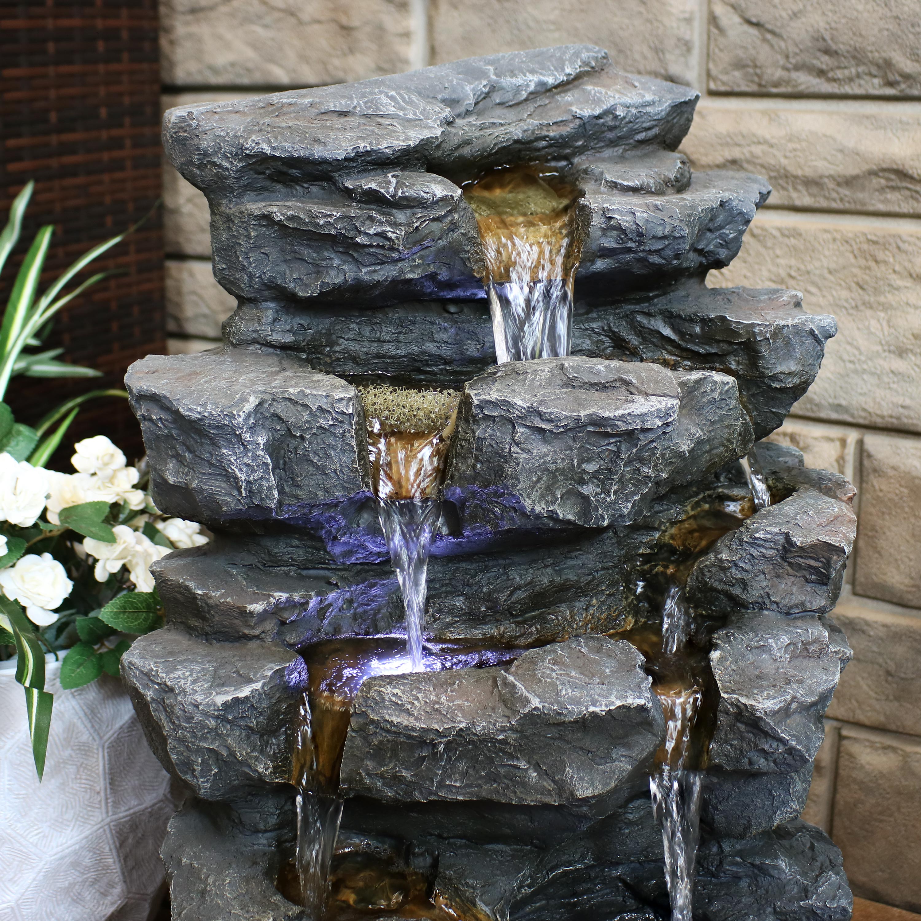 Sunnydaze 24" Grotto Falls Water Fountain with LED Lights