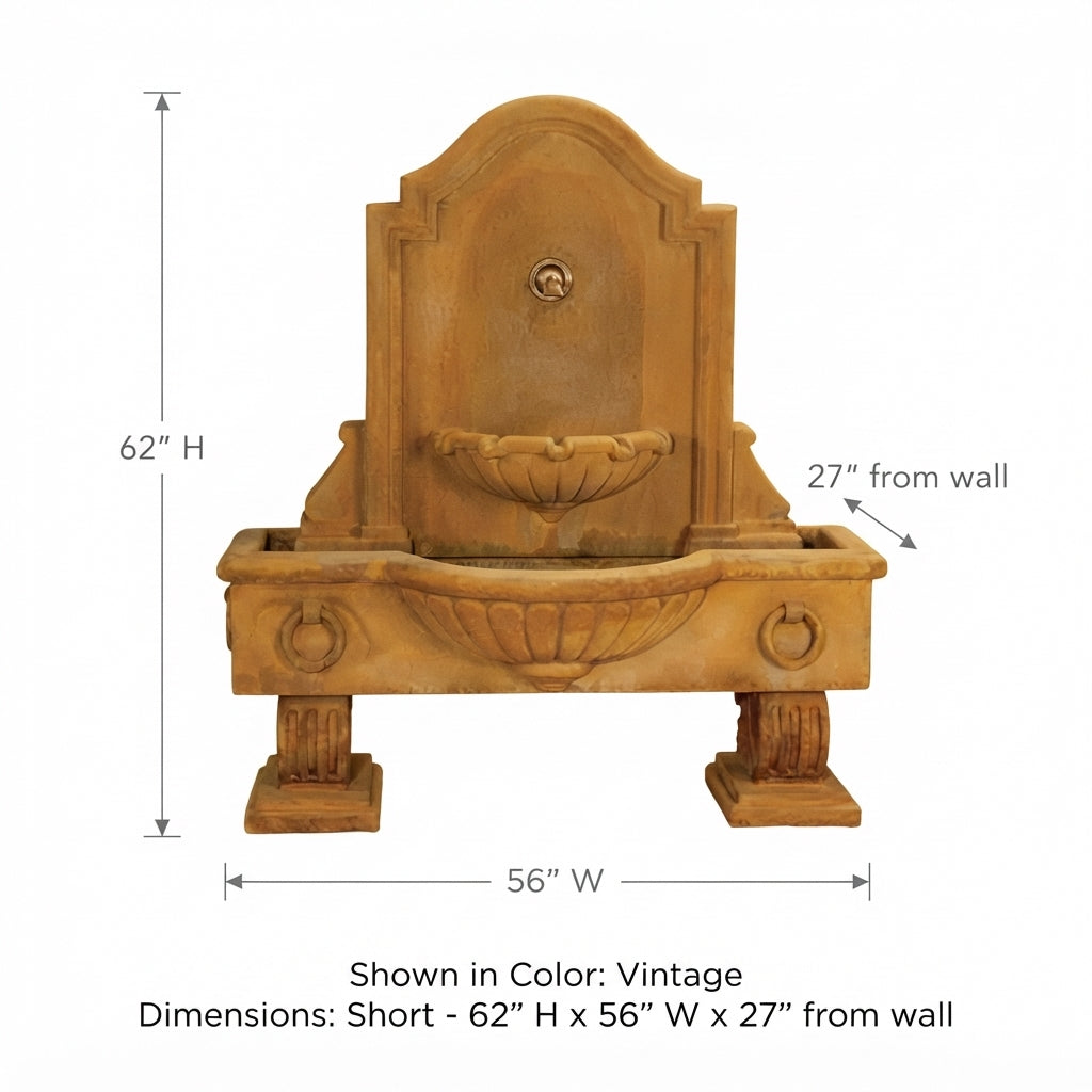 Giannini Garden Anduze Cast Stone Outdoor Garden Wall Fountain with 2 Basins