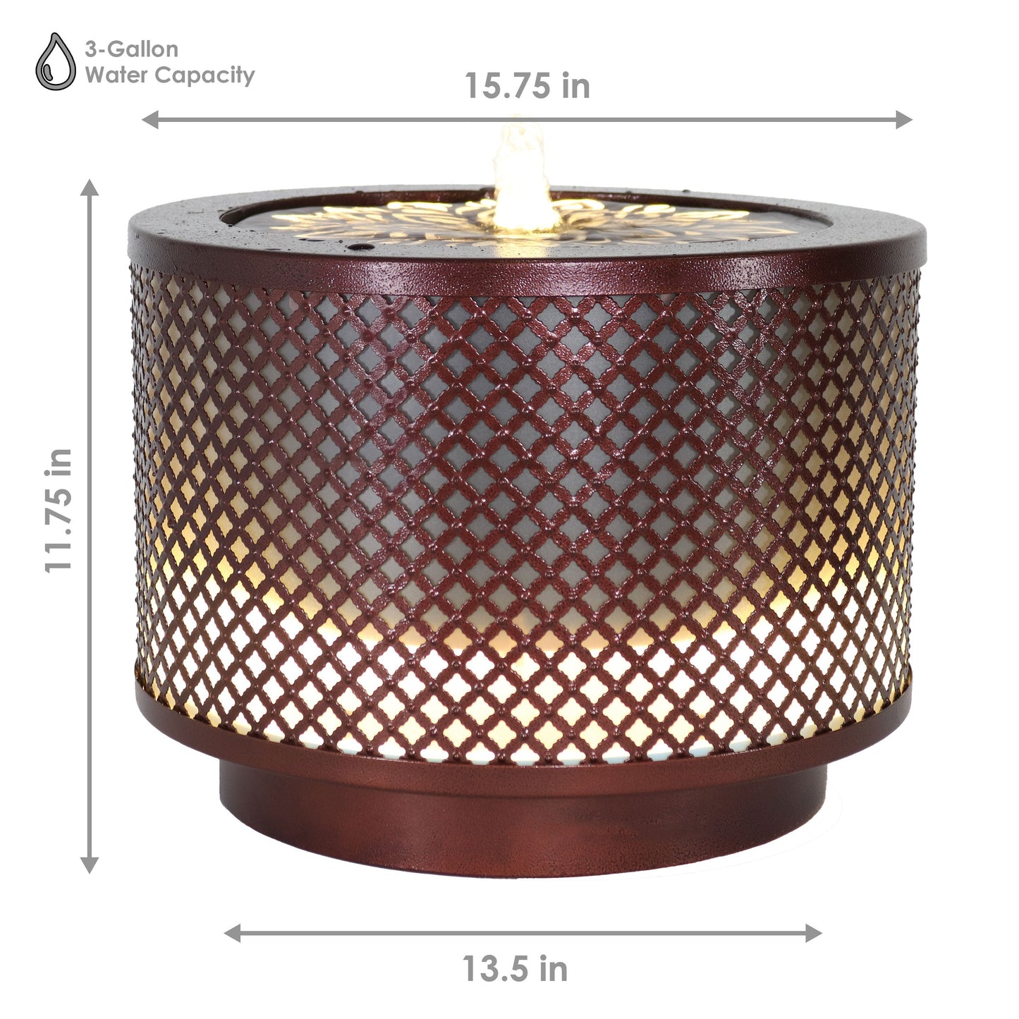 Sunnydaze 11.75" Repeating Diamond Cylinder Iron Outdoor Water Fountain
