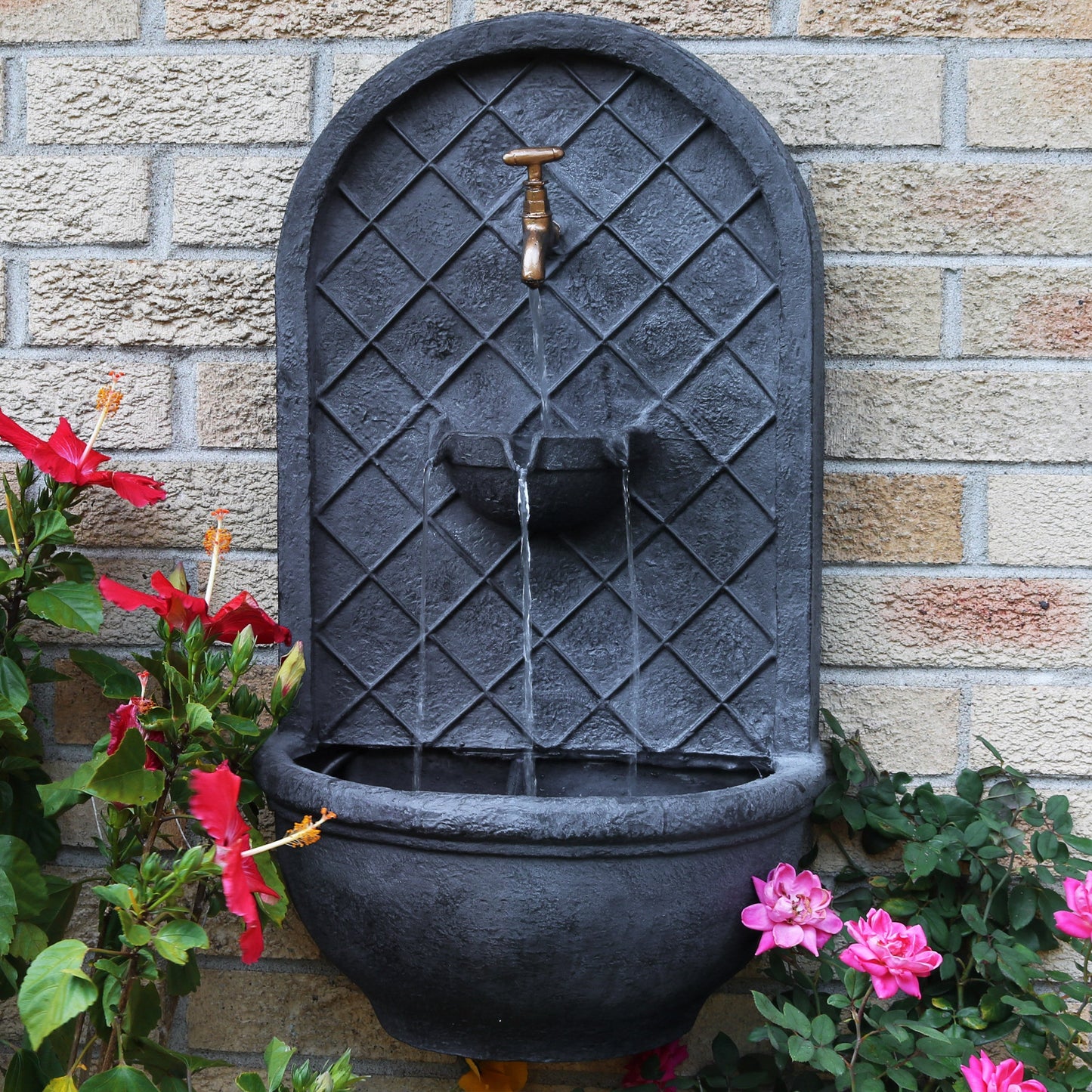Sunnydaze 26" H Messina Solar Wall Fountain with Battery Backup