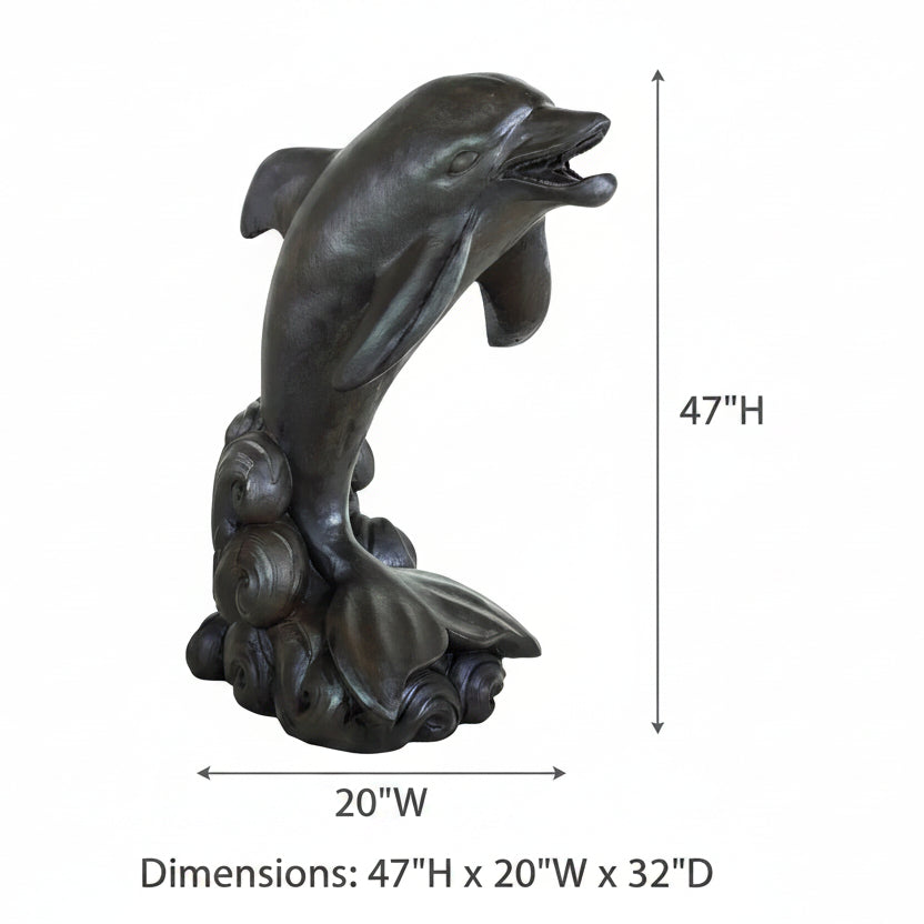 Giannini Garden Delfino Plumbed Concrete Dolphin Fountain 8123
