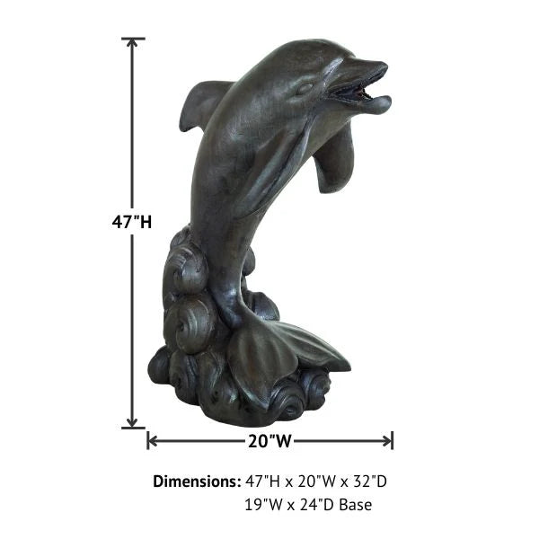 Giannini Garden Delfino Plumbed Concrete Dolphin Fountain 8123