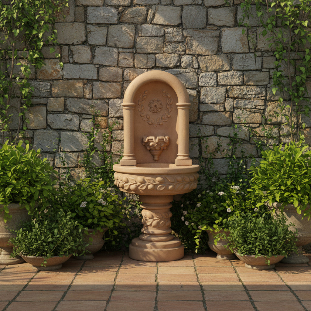 Giannini Garden Deruta Lemon Niche Outdoor Wall Fountain 1206