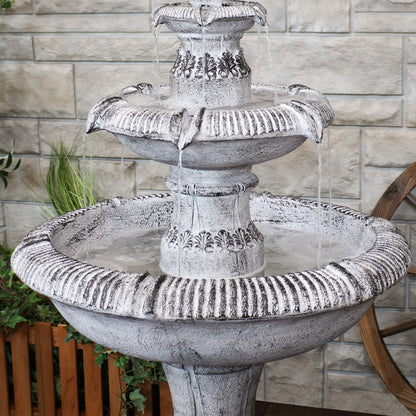Sunnydaze 45" 3-Tier Outdoor Water Fountain Mediterranean Reinforced Concrete