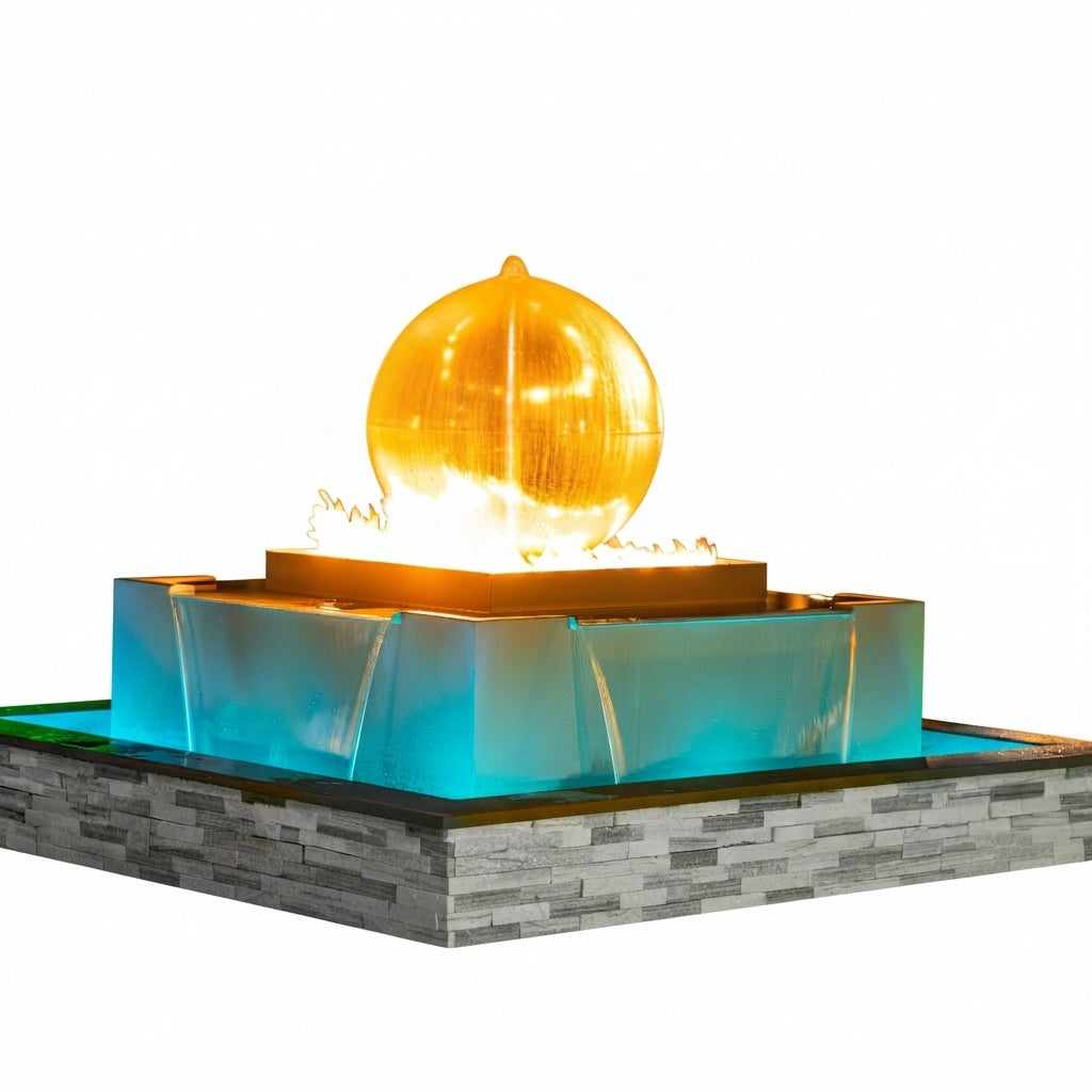 The Outdoor Plus Atlas 84" Self-Contained Unit 4-way Spill Fire & Water Fountain