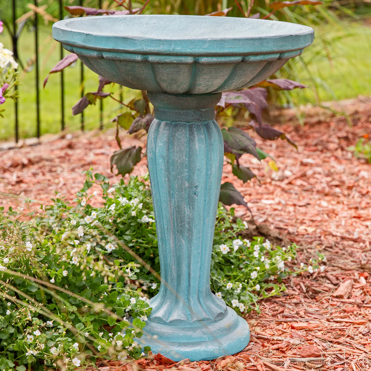 Sunnydaze Grecian Garden 20.25" H Reinforced Concrete Bird Bath