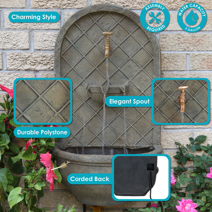 Sunnydaze 26" H Messina Solar Wall Fountain with Battery Backup