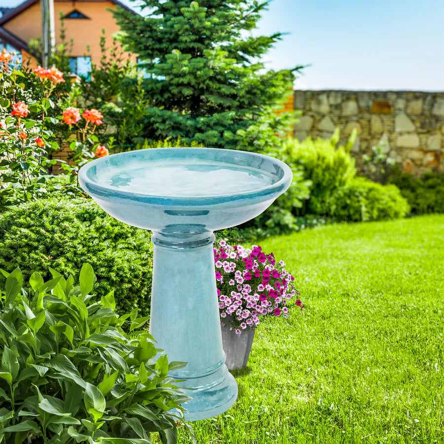 Sunnydaze 25" H Calais Glazed Ceramic Bird Bath VBD-3281