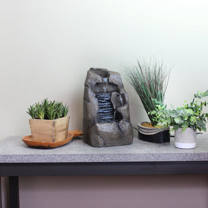 Sunnydaze 11" Stony Rock Waterfall Indoor Tabletop Fountain