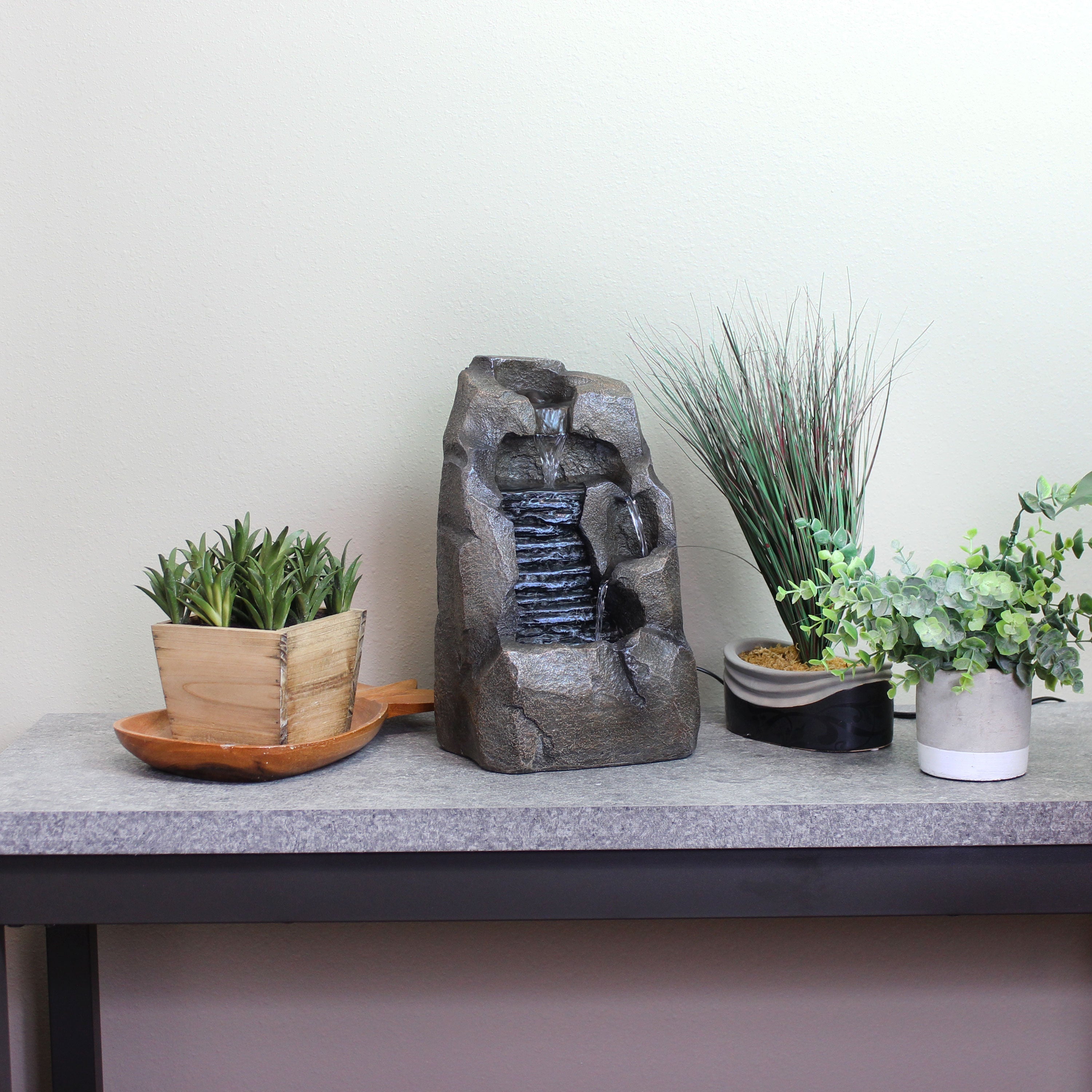 Sunnydaze 11" Stony Rock Waterfall Indoor Tabletop Fountain