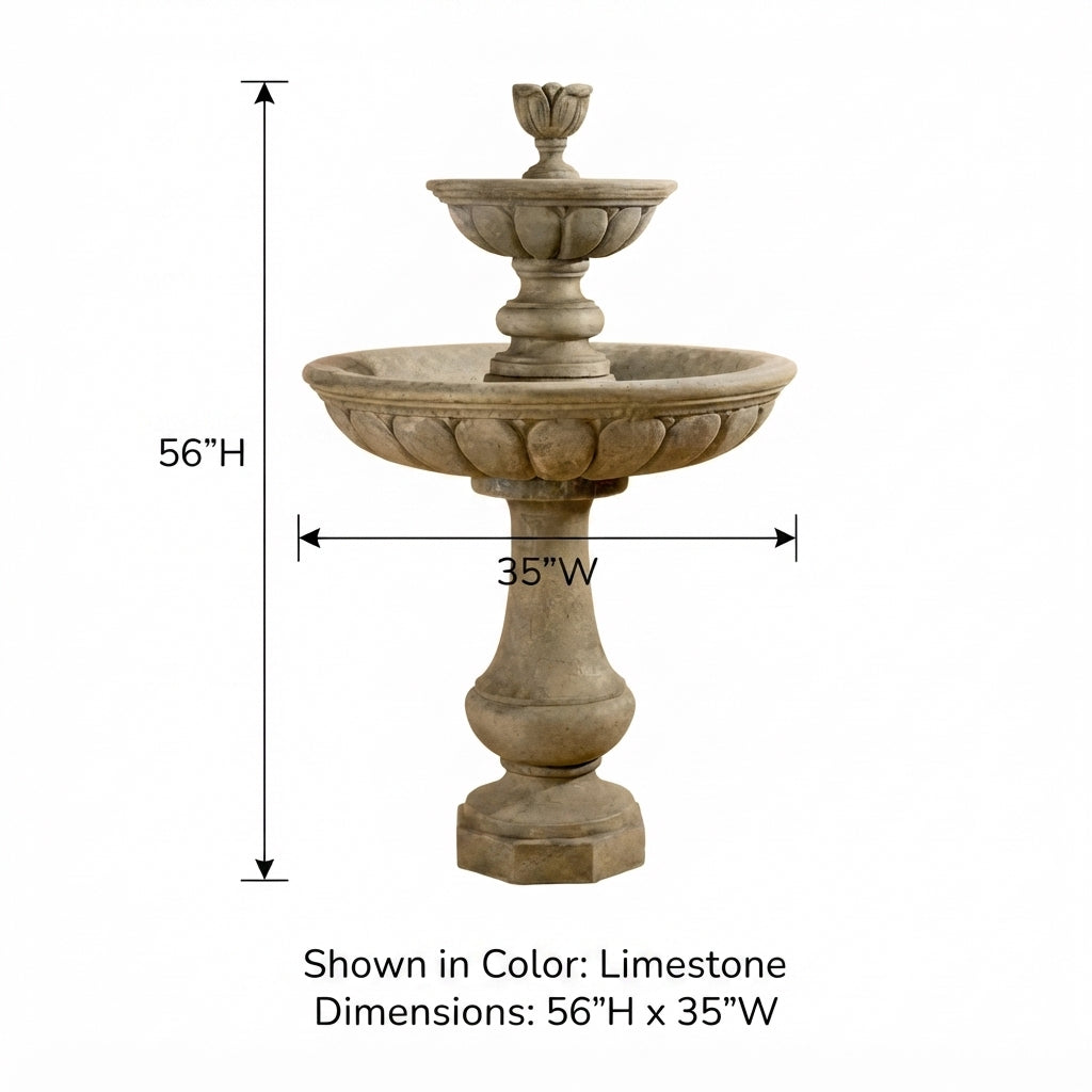 Giannini Garden Peotta 2-Tier Cast Stone Outdoor Fountain 1672
