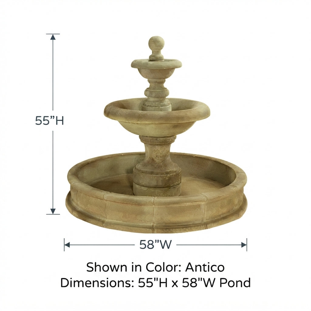 Giannini Garden Villa Santini Short Two Tier Outdoor Pond Fountain 1448
