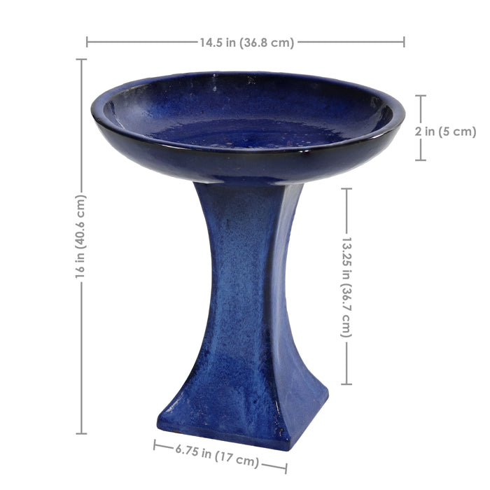 Sunnydaze Nantes 16" H Outdoor Ceramic Bird Bath