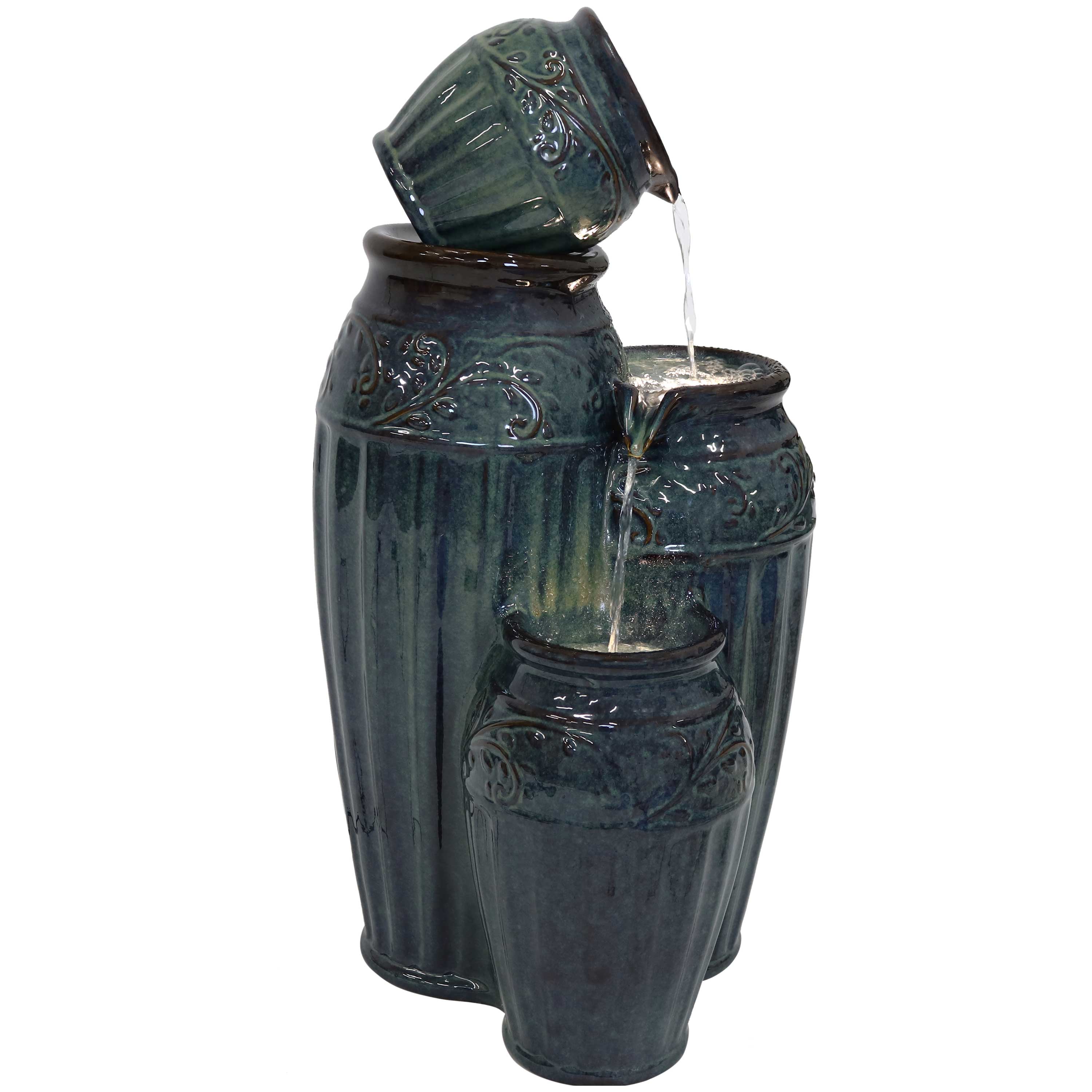 Sunnydaze 27" Tour de Vase Ceramic Outdoor Water Fountain