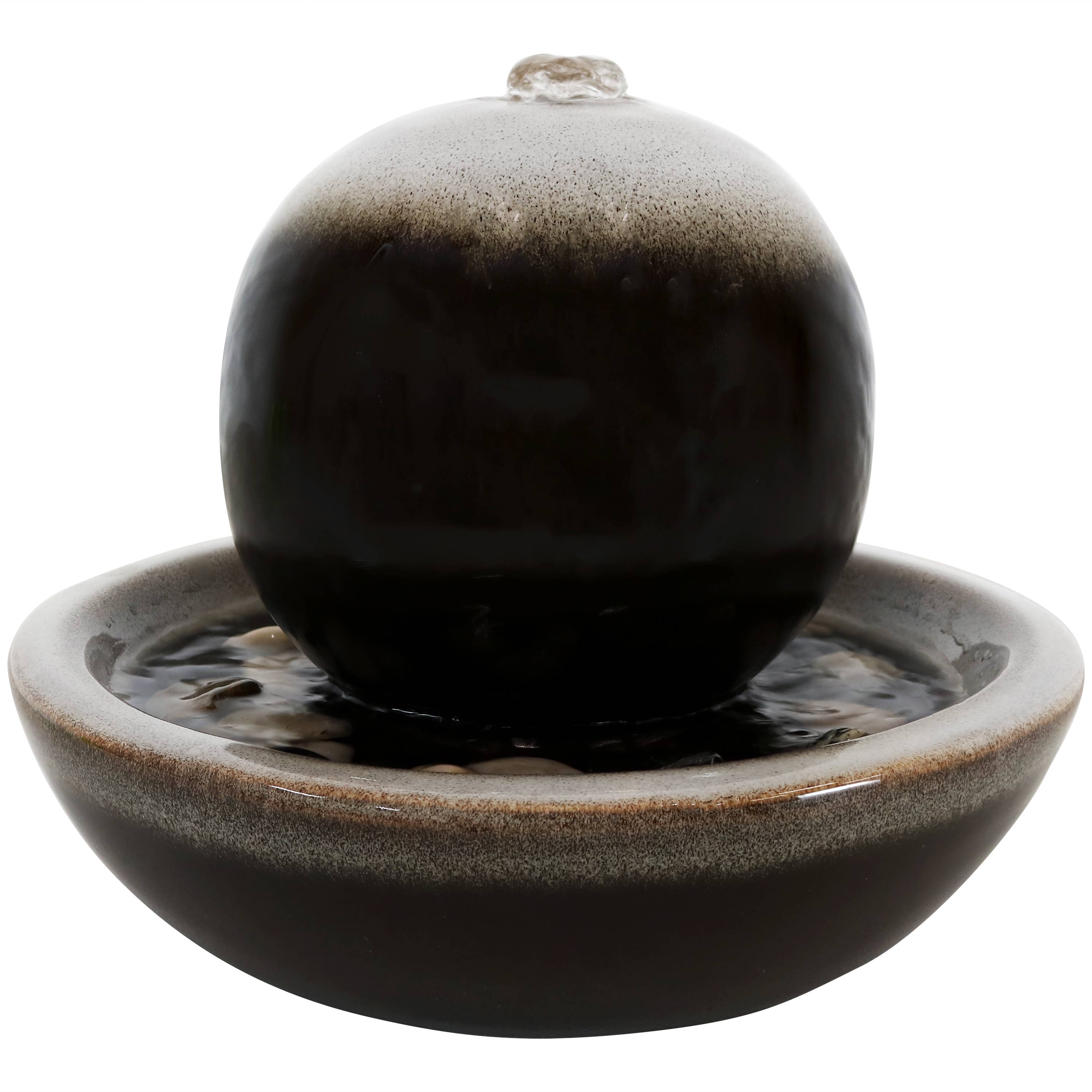 Sunnydaze Ceramic Tabletop 7" Water Fountain with Modern Orb Design