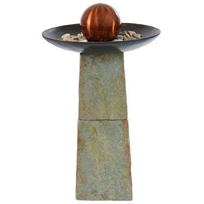 Sunnydaze 38" H Decorative Orb Slate Outdoor Water Fountain