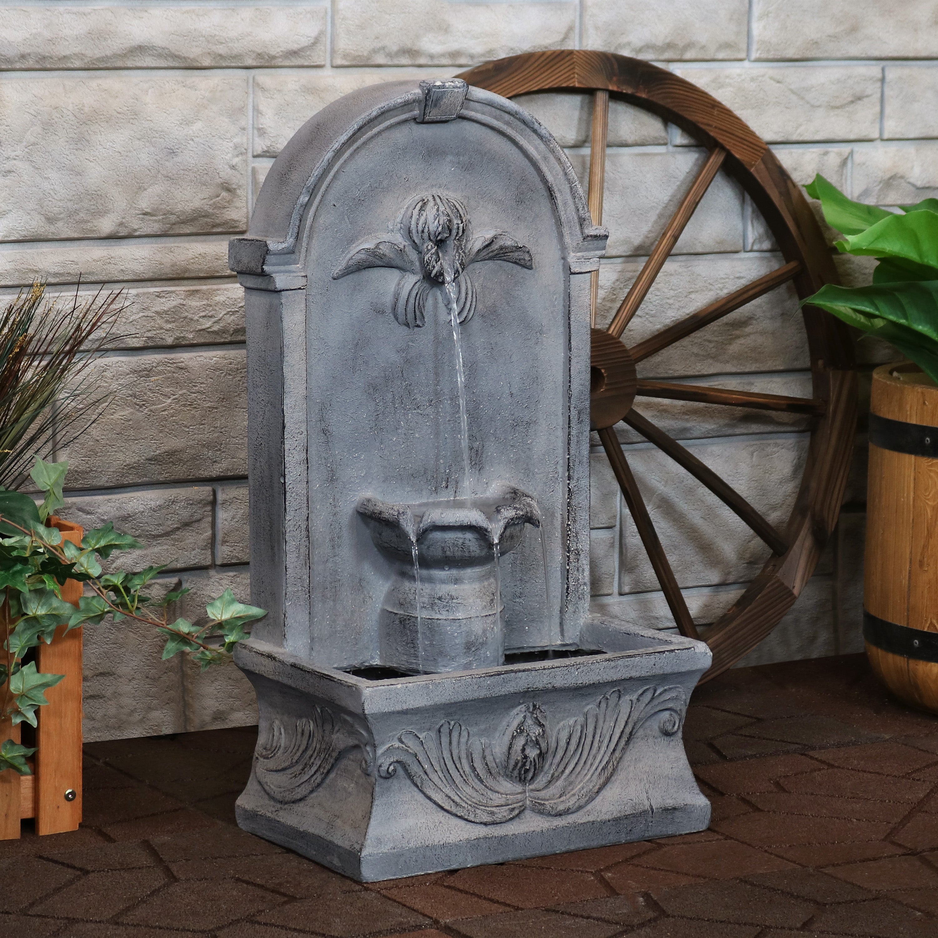 Sunnydaze 28" French-Inspired Outdoor Wall-Mounted Fountain