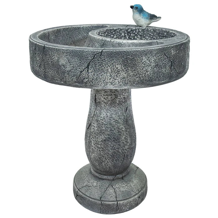 Sunnydaze 27" Traditional Resin Bird Bath with Feeder Compartment