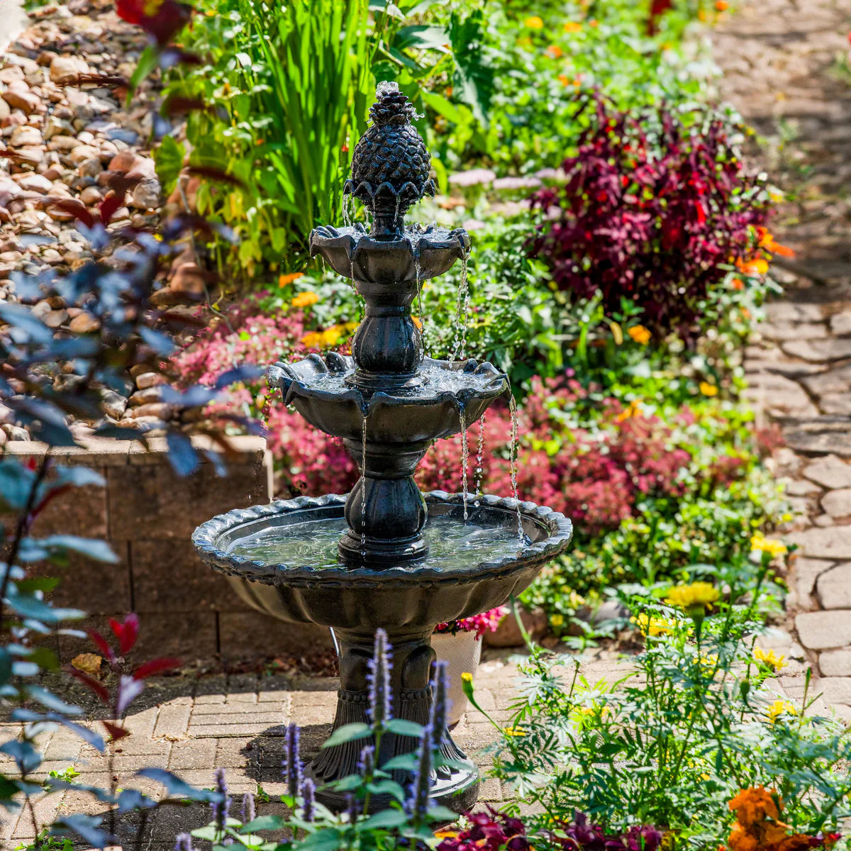 Sunnydaze 57" Welcome 3-Tier Outdoor Water Fountain FC-73018