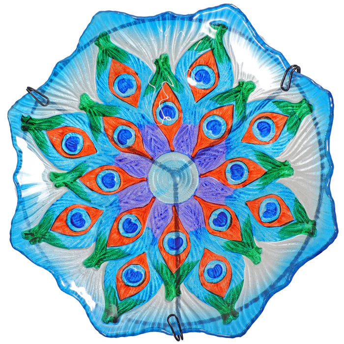 Sunnydaze Deck-Mounted/Staked Glass Bird Bath