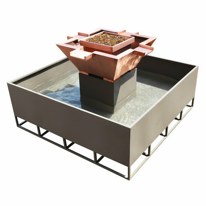 60" Square Olympian 4-Way Spill Fire & Water Bowl in Copper by The Outdoor Plus OPT-OLS60SE12