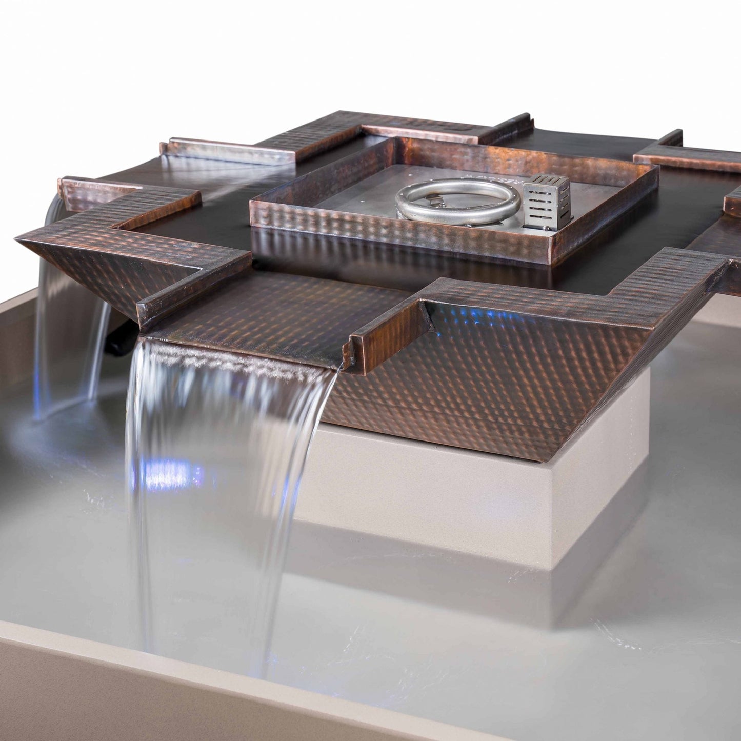 60" Square Olympian 4-Way Spill Fire & Water Bowl in Copper by The Outdoor Plus OPT-OLS60SE12