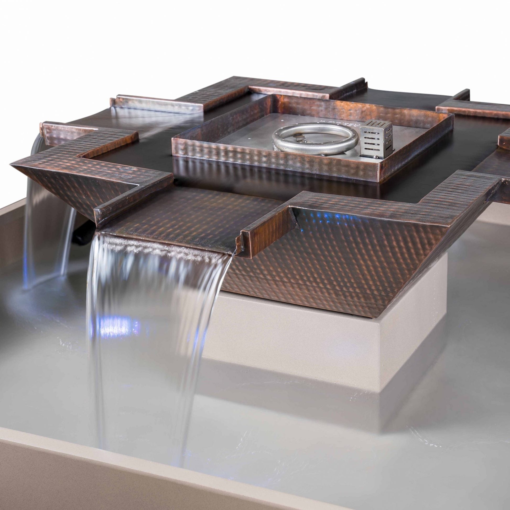 60" Square Olympian 4-Way Spill Fire & Water Bowl in Copper by The Outdoor Plus OPT-OLS60SE12