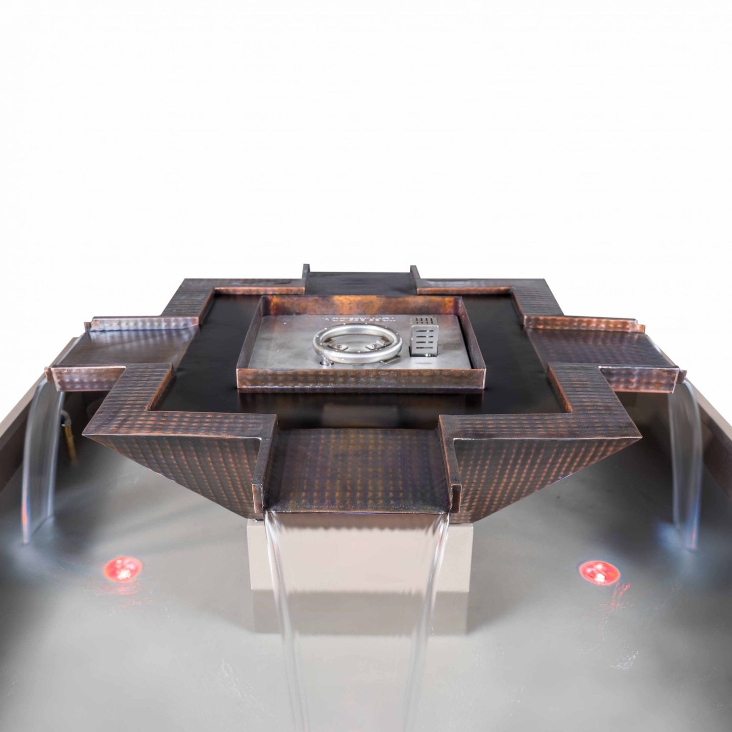 60" Square Olympian 4-Way Spill Fire & Water Bowl in Copper by The Outdoor Plus OPT-OLS60SE12