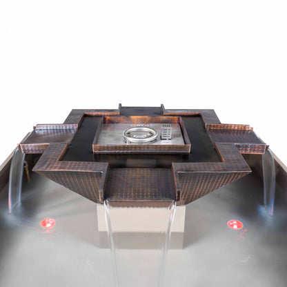 60" Square Olympian 4-Way Spill Fire & Water Bowl in Copper by The Outdoor Plus OPT-OLS60SE12